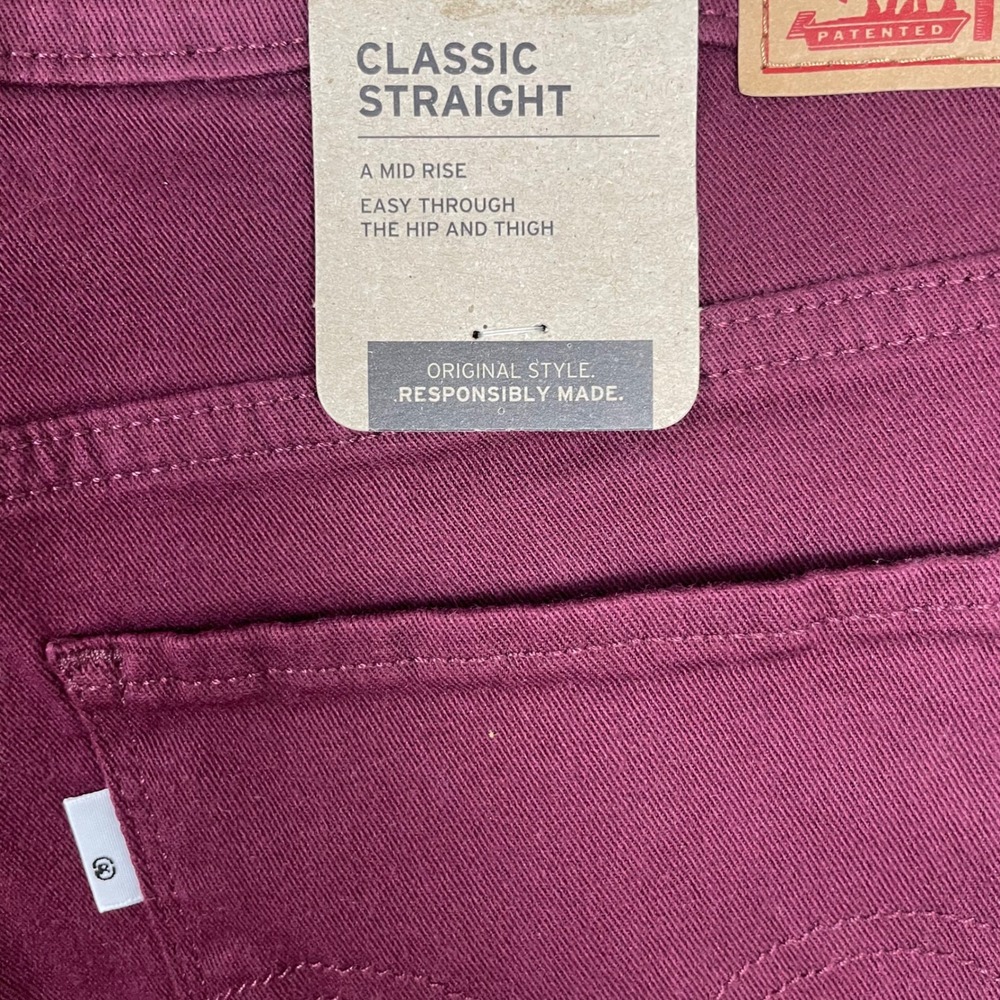 Levi's Women's 16W M Classic Straight Mid Rise Jeans Burgundy 236480063 NWT - Picture 7 of 13